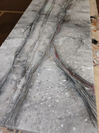 Carrara marble with color epoxy sample